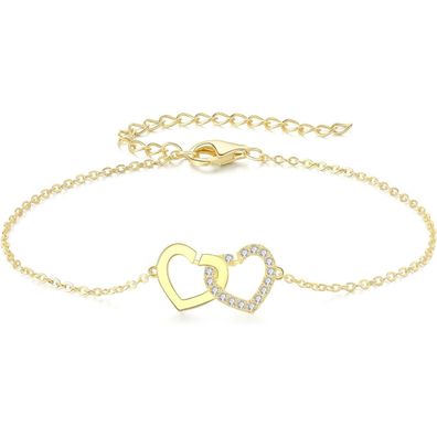 GW Armband Damen Silber Herzanhänger Zirkonia Schmuck Geschenk Frauen