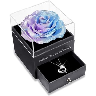 Sunia Geschenk für Mama Ewige Rose Halskette Echt 925 Silber Muttertag Mamma
