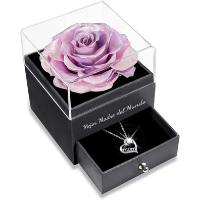 Sunia Ewige Rose Geschenk für Mama mit Mom Halskette 925 Silber