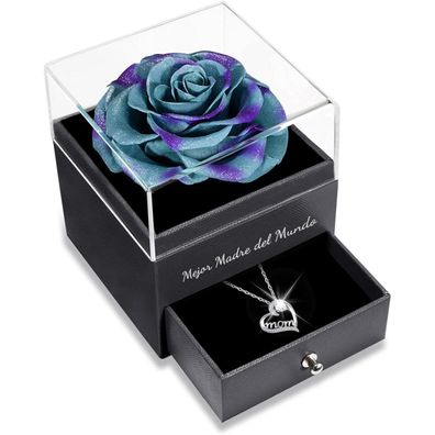 Sunia Ewige Rose für Mama mit 925 Silber Mom Halskette, Mejor Madre del Mundo