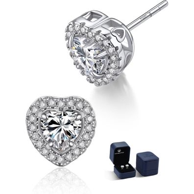 Moissanite Herz Ohrringe 1 Karat Diamant 925 Silber Echt Hypoallergen 5mm