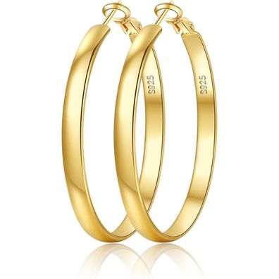 EXGOX Creolen Silber 925 Groß 14K Vergoldet Ohrringe 50MM