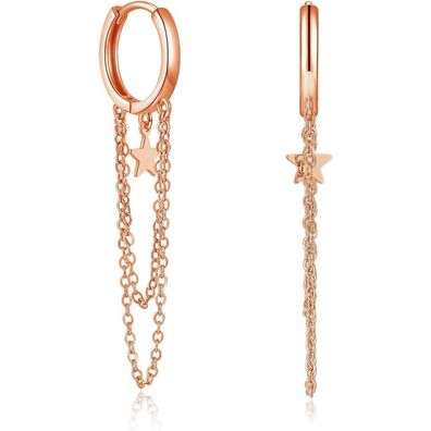 Josfeva Silber Damen Creolen Ohrringe Hängend 925 Sterling Rosegold Tropfen
