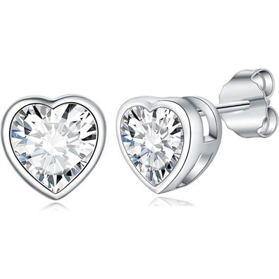 GW Ohrringe Herz 925 Sterling Silber Ohrstecker Damen Mädchen Mama Frauen