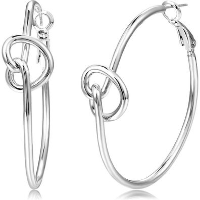 925 Sterling Silber Herz Creolen Ohrringe 40mm Damen - Hypoallergen