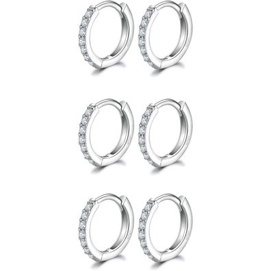 925 Sterling Silver Unisex Earrings White Gold Plated 8mm