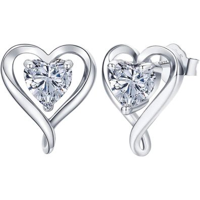 LAVUMO Ohrringe Set 925 Silber Zirkonia Damen Herz Ohrstecker Geschenke