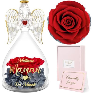 Sunia Engel Figur Ewige Rose Glaskuppel Freundin Geburtstagsgeschenk