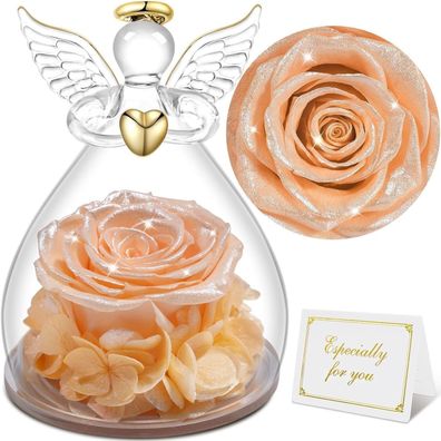 Sunia Ewige Rose Engel Figur Geschenkbox Glas Rose Champagner