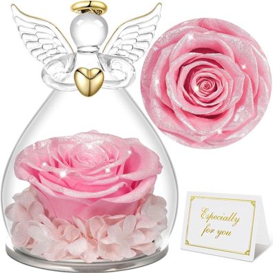 Ewige Rose Engel Figur Geschenk für Frauen Weihnachten Oma Mama Rose im Glas