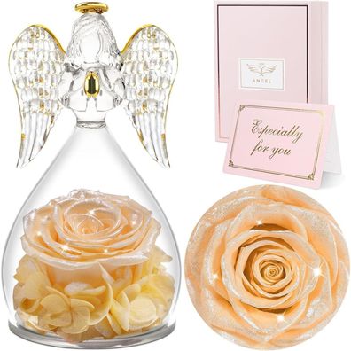 Ewige Rose Engel Geschenkbox, Rosen Engel Glaskuppel mit