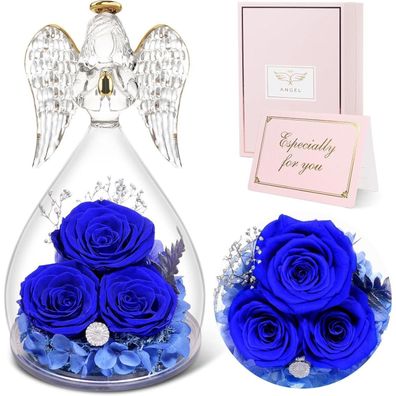 Ewige Rose Engel Geschenke 3 im Glas Blau Weihnachten Frauen Mutter Oma