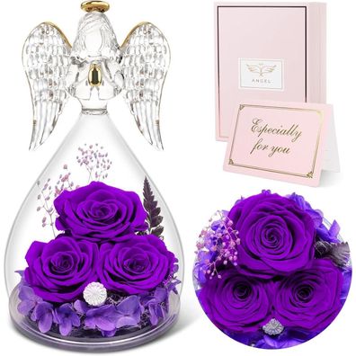 Ewige Rose Engel Geschenk 3 im Glas Geschenke Damen Weihnachten Muttertag