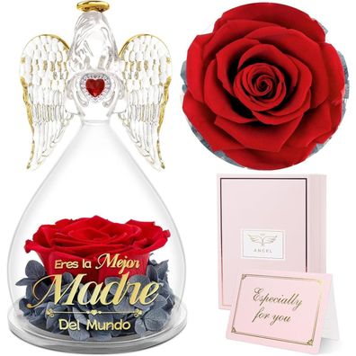 Sunia Engel Figur Ewige Rose in Glaskuppel Beste Mama Geschenk