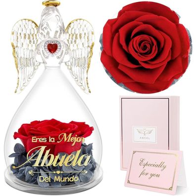 Engel Figur Ewige Rose Glaskuppel Mama Geschenk Birthday844
