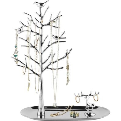 Baum Hirsch Schmuckständer Ringe Ohrringe Halsketten Armbänder Silber Metall