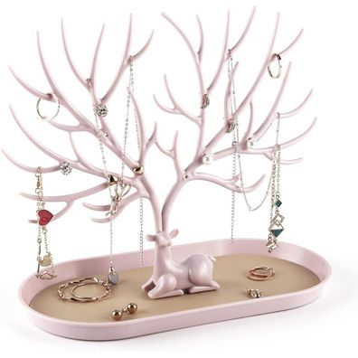 Hirsch Geweih Schmuck Baum Ständer Display hängend Ringe Ohrringe Halsketten
