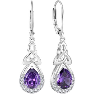 Keltischer Knoten Ohrringe 925 Silber Geburtsstein Amethyst Frauen Geschenke