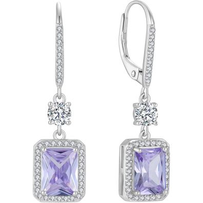 Prinzessschliff Hängend Ohrringe 925 Silber Geburtsstein Schmuck Damen Juni