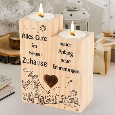 Einzugsgeschenke Kerzenständer Holz Geschenk Haus Wohnung