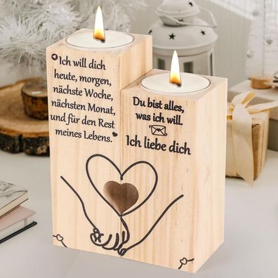 Seutgjie Holz Kerzenständer Set für Hochzeitstag Valentinstag