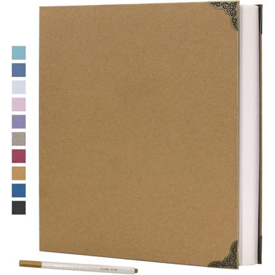 Fotoalbum Selbstklebend 60 Seiten Hardcover Scrapbook DIY Kit 3 Ringe 30x30cm
