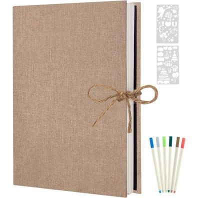AIOR Fotoalbum Selbstklebend 60 Weiße Seiten Scrapbook DIY Leinen Hochzeit