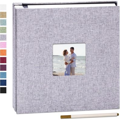 Großes Leinen Fotoalbum 10x15 Selbstklebend Hochzeit Geschenk 60 Seiten 28x27cm