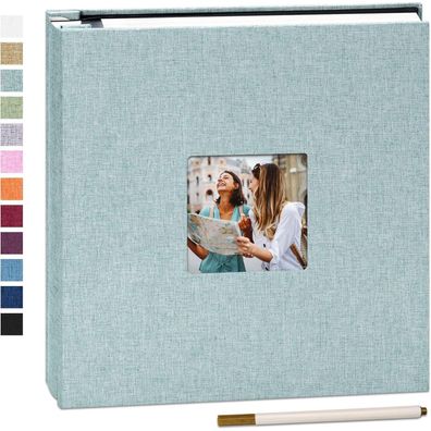Selbstklebendes Fotoalbum 10x15 cm mit Leinencover und 60 weißen Seiten