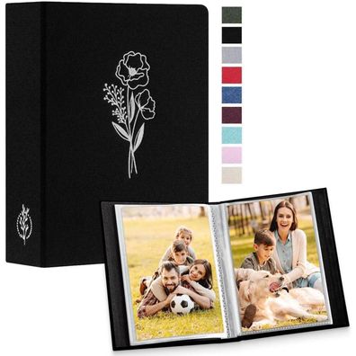 Fotoalbum 100 Taschen 10x15cm 2 Packungen Schwarz Leinen Einsteckalbum