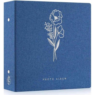 Fotoalbum 10x15 600 Leinen Einsteckalbum für Hoch und Querformat Blau