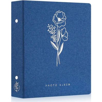 Fotoalbum 10x15 Leinen Einstecken Einsteckalbum für Hochformat Blau 400 Taschen