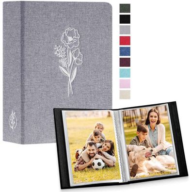 Fotoalbum 10x15 Leinen Einsteckalbum 50 Taschen 2er Packung Grau