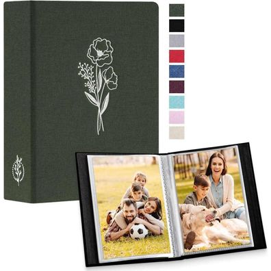 Fotoalbum 10x15 50 Einsteckalbum Leinen Grün 2 Packungen Mini