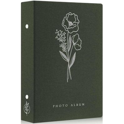300 Taschen Fotoalbum 10x15 Leinen Einstecken Querformat Grün