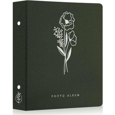 Großes Fotoalbum für 400 Hochformatfotos 10x15 Leinen Einsteckalbum Grün