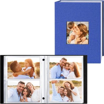 200 Fotoalbum 10x15 Blau Leinen Einstecken Querformat Bilder 2x100 Seiten