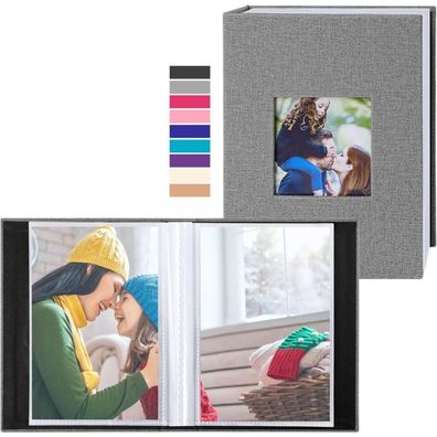 Fotobuch Fotoalbum 10x15 50 Taschen 2 Packungen Leinen Einsteckalbum Grau
