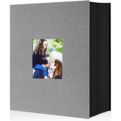 Fotoalbum 10x15 Extra Großes XXL Leinen Einstecken Einsteckalbum Grau