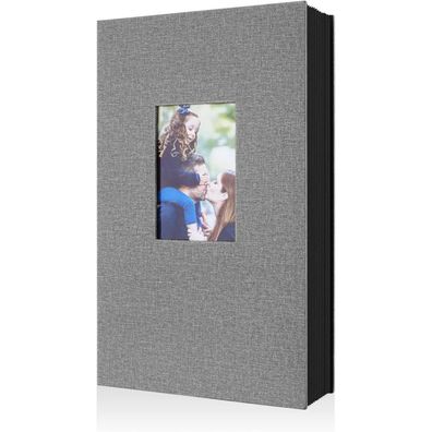 Fotobuch Leinen Einsteckalbum 10x15 300 Taschen für Querformatfotos Grau