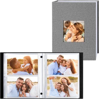 Fotoalbum 10x15cm Leinen Einsteckalbum 200 Taschen Grau 2er Pack