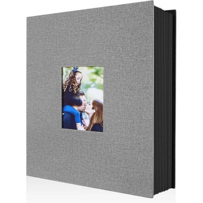 Fotoalbum 400 Taschen 10x15 Leinen Einsteckalbum Hochformat Grau