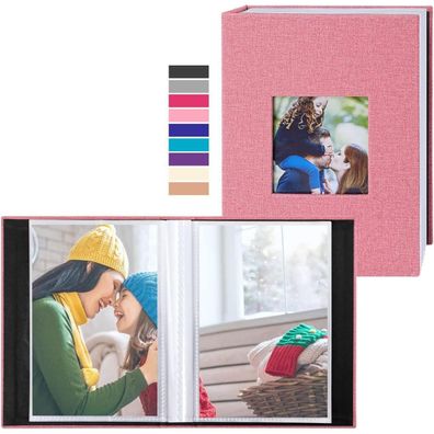 Fotobuch 10x15cm 50 Taschen Leinen Einsteckalbum Hochformat Rosa