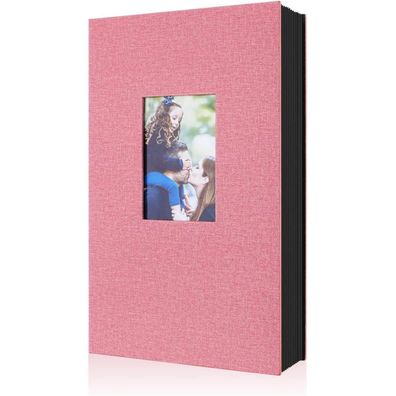 Fotoalbum 6x4 300 Taschen Leinen Einsteckalbum für Querformat Fotos Rosa