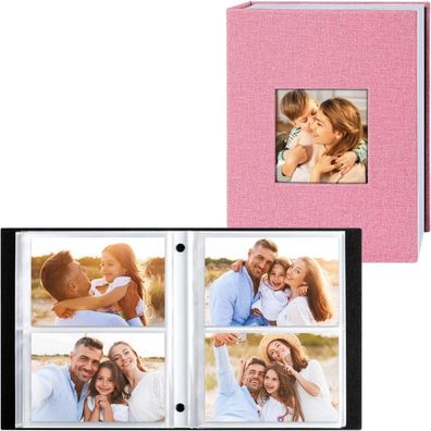 Lanpn Fotoalbum 10x15 200 Fotos Leinen Einsteckalbum Querformat Rosa
