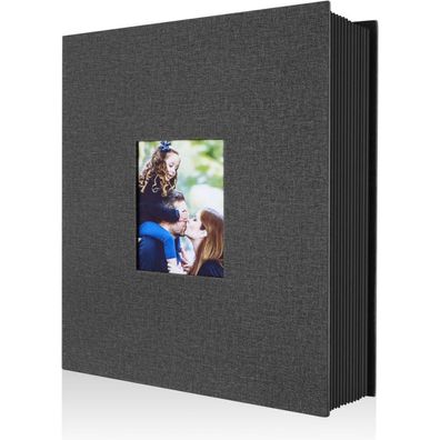 Fotoalbum 10x15 400 Taschen Leinen Einsteckalbum Hochformat Schwarz