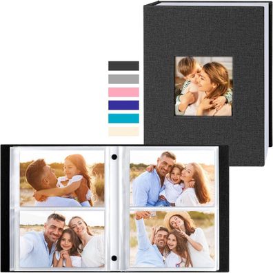 Fotoalbum 10x15 200 Taschen Leinen Einstecken Schwarz 2er Pack - Querformat