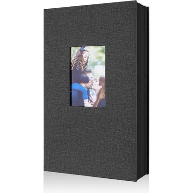 Fotoalbum 10x15 300 Schwarz Leinen Einsteckalbum Querformatbilder