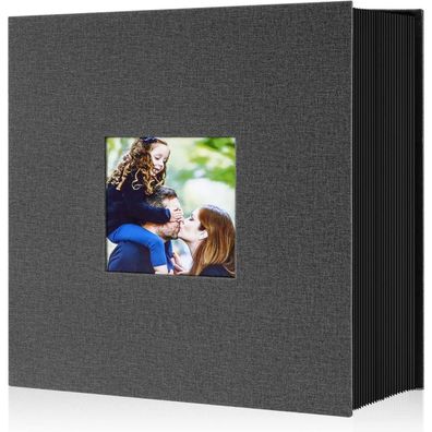 Großes Fotoalbum 600 Bilder 10x15 Leinen Schwarz für Hoch Querformat