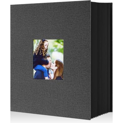 Großes Fotoalbum 1000 für 10x15 Bilder Schwarz Leinenbezug